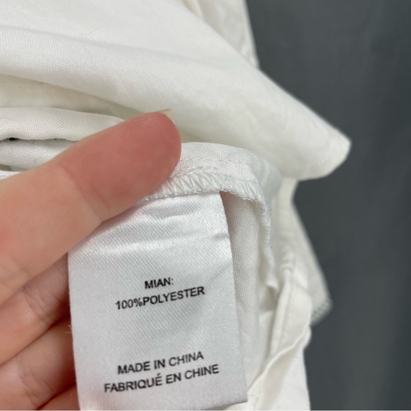 C/MEO NWT Long Sleeve Belted Button Up White Contemporary Business Blouse Top - Picture 7 of 9